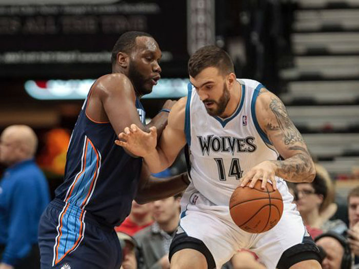 timberwolves #14 nikola pekovic at home match